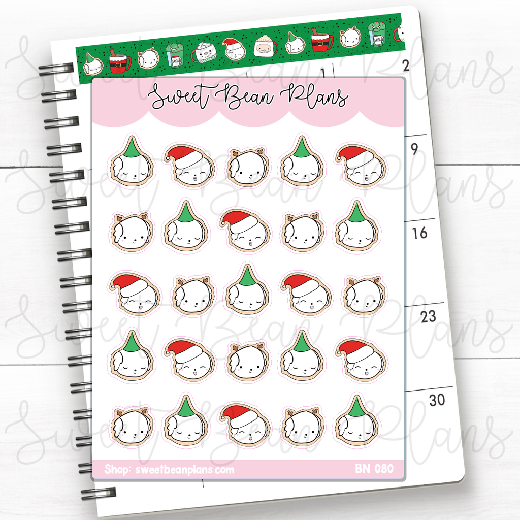Christmas Cookie Beans Vinyl Planner Stickers | Bn 080