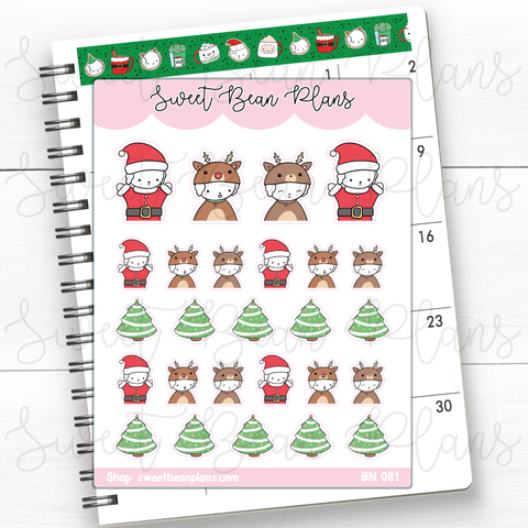 Santa Beans Vinyl Planner Stickers | Bn 081
