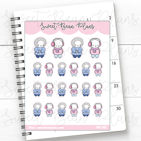 Bundled Up Beans Vinyl Planner Stickers | Bn 083