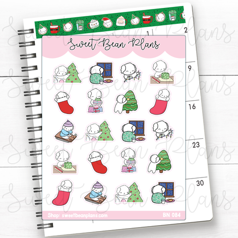 Christmas and Winter Beans Vinyl Planner Stickers | Bn 084