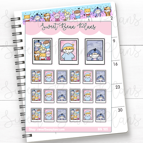 Hunny Bean and Friends Photo Vinyl Planner Stickers | Bn 105