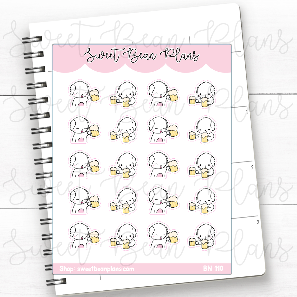 Beer Drinking Bean Vinyl Planner Stickers | Bn 110