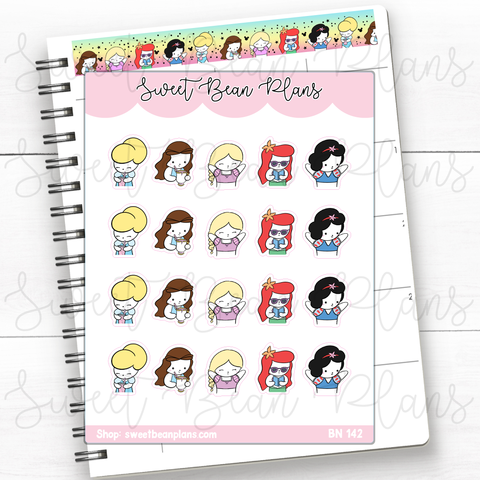 Princess Paradise Beans Vinyl Planner Stickers | Bn 142