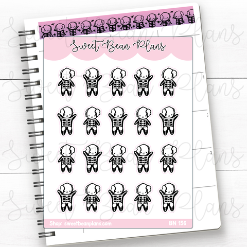 Skeleton Beans Vinyl Planner Stickers | Bn 156