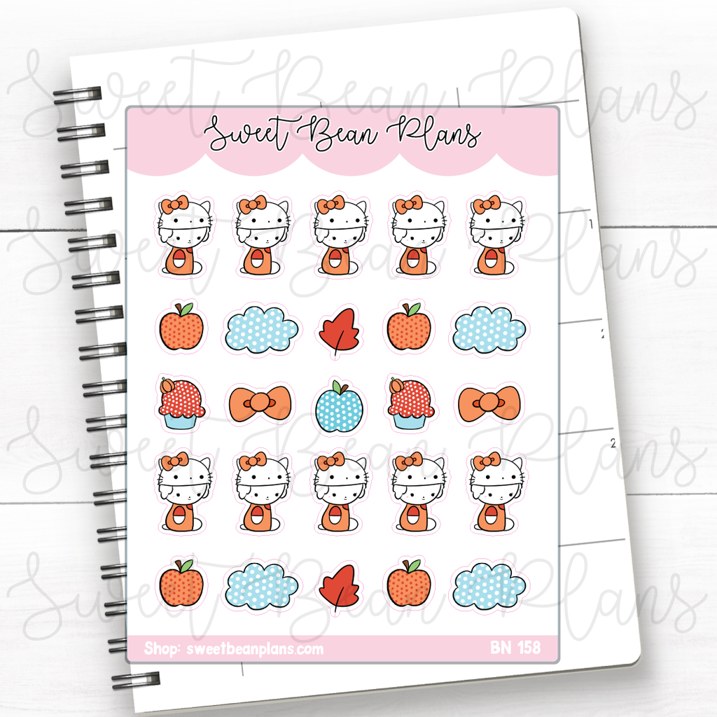 Hello Fall Bean Vinyl Planner Stickers | Bn 158
