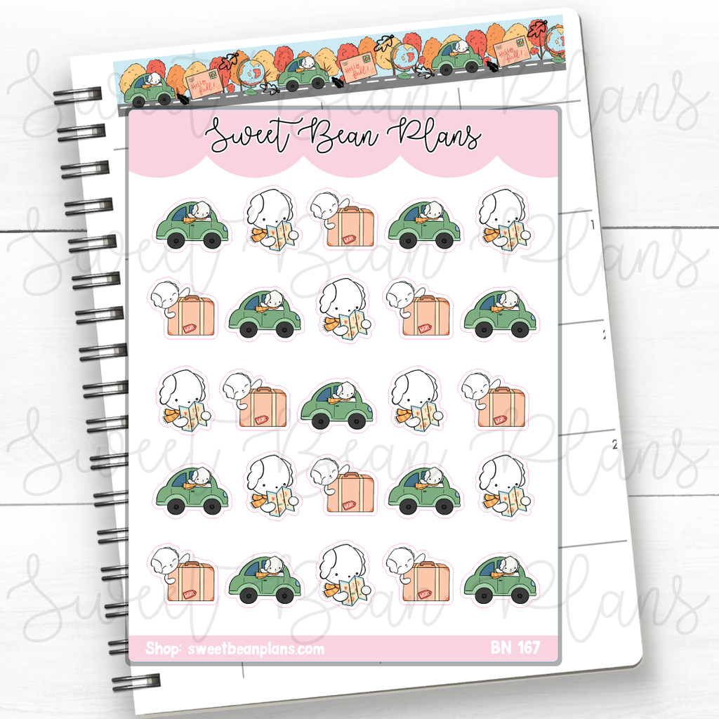 Fall Travel Beans Vinyl Planner Stickers | Bn 167