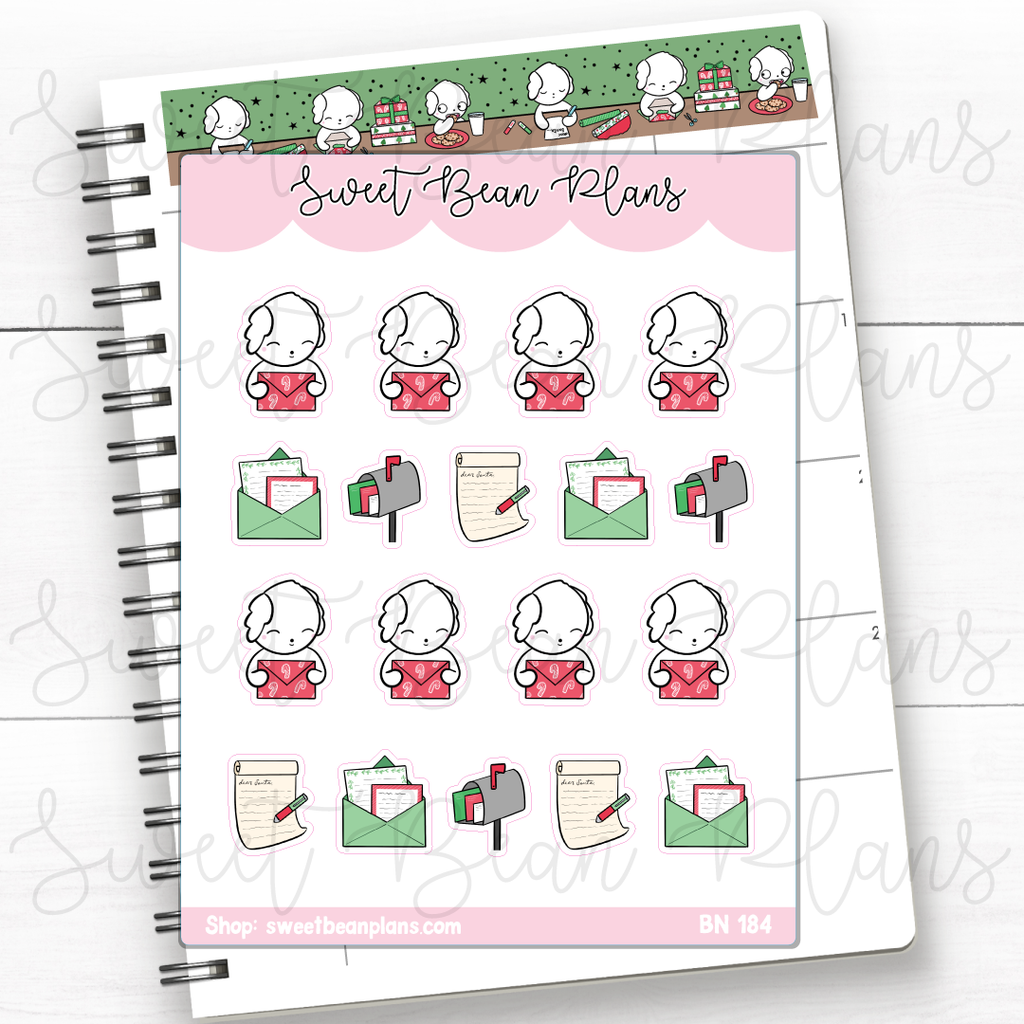Christmas Mail Beans Vinyl Planner Stickers | Bn 184