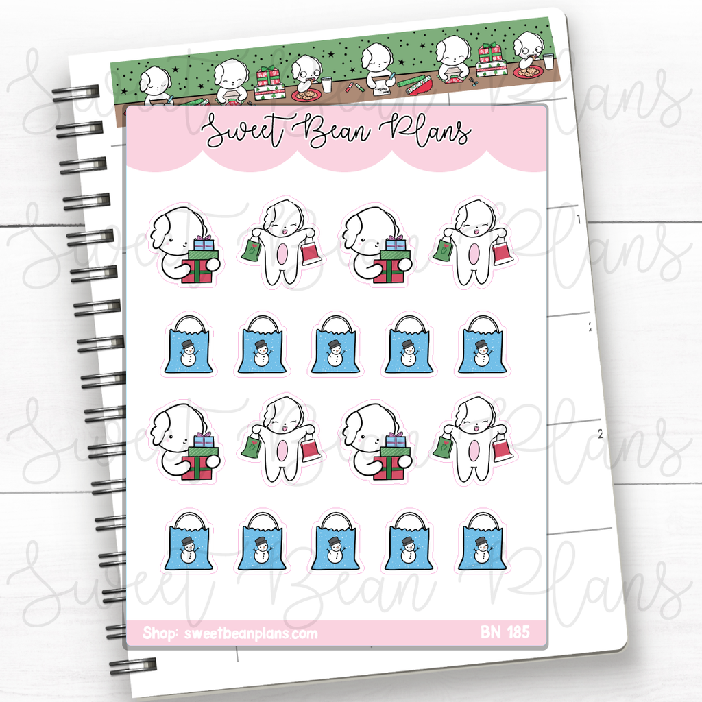 Christmas Shopping Beans Vinyl Planner Stickers | Bn 185