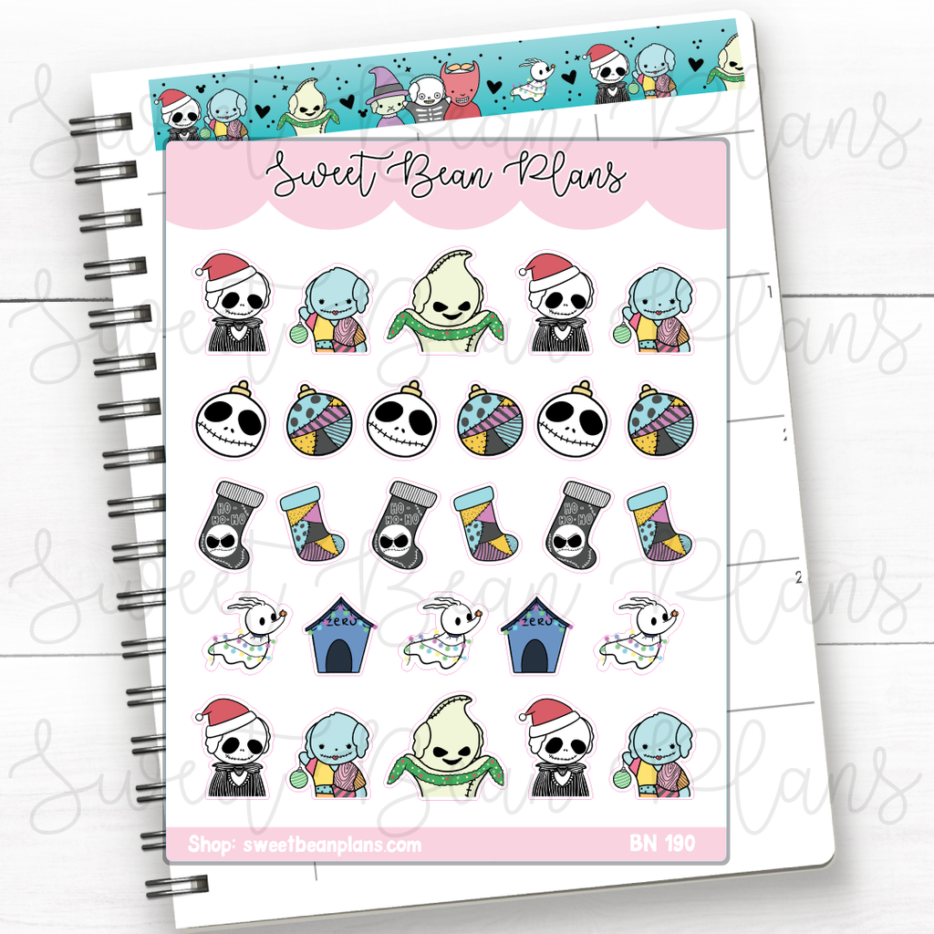 Christmas Nightmare Beans Vinyl Planner Stickers | Bn 190