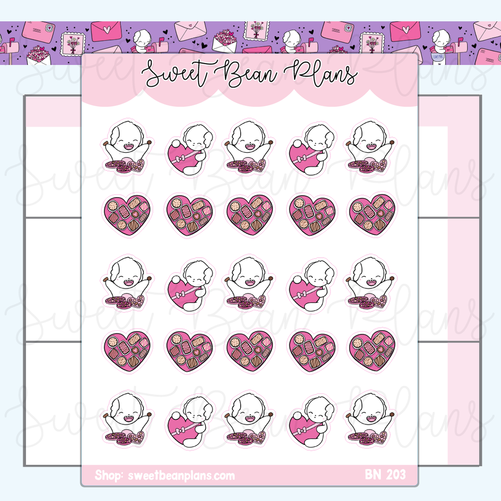 Valentine's Chocolate Beans Vinyl Planner Stickers | Bn 203