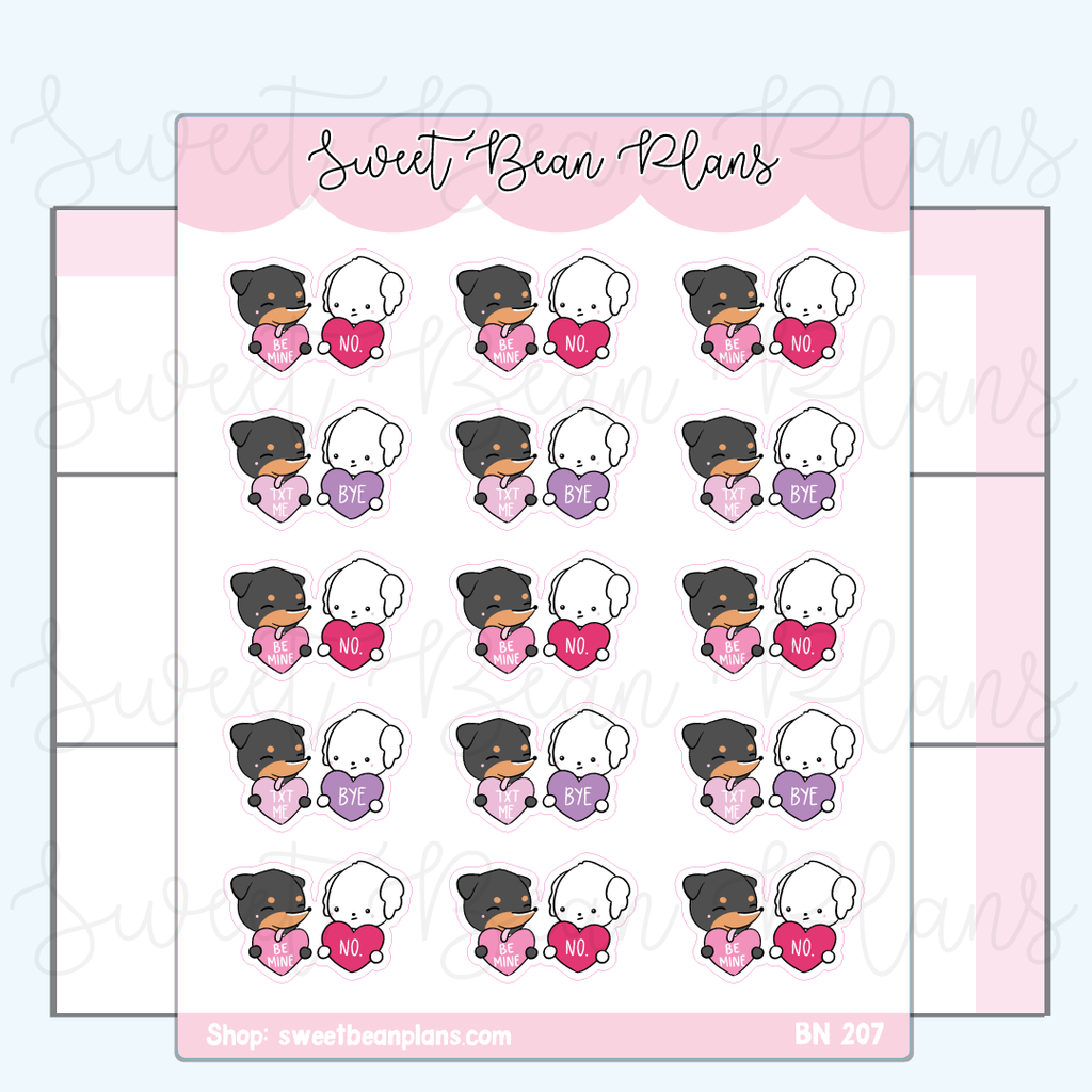 Valentine Bean + Rambo Vinyl Planner Stickers | Bn 207