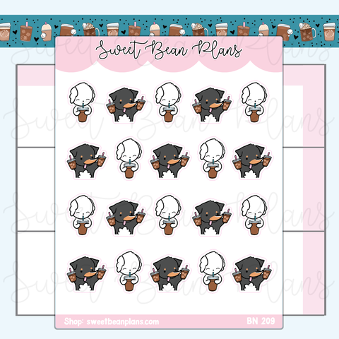 Iced Coffee Bean + Rambo Vinyl Planner Stickers | Bn 209