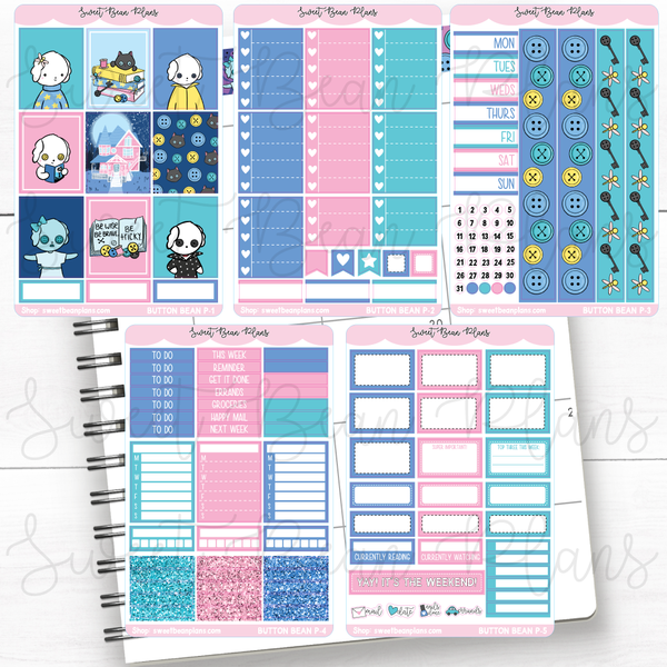 Button Beans Weekly Kit Vinyl Planner Stickers