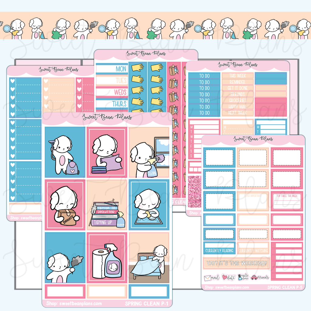 Spring Clean Bean Weekly Kit Vinyl Planner Stickers