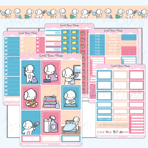 Spring Clean Bean Weekly Kit Vinyl Planner Stickers