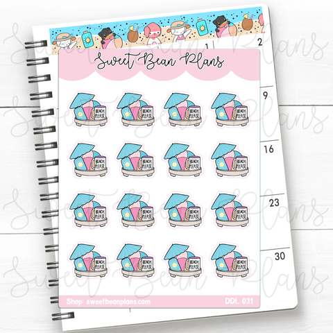 Beach Please Coffee Tray Vinyl Planner Stickers | Ddl 031