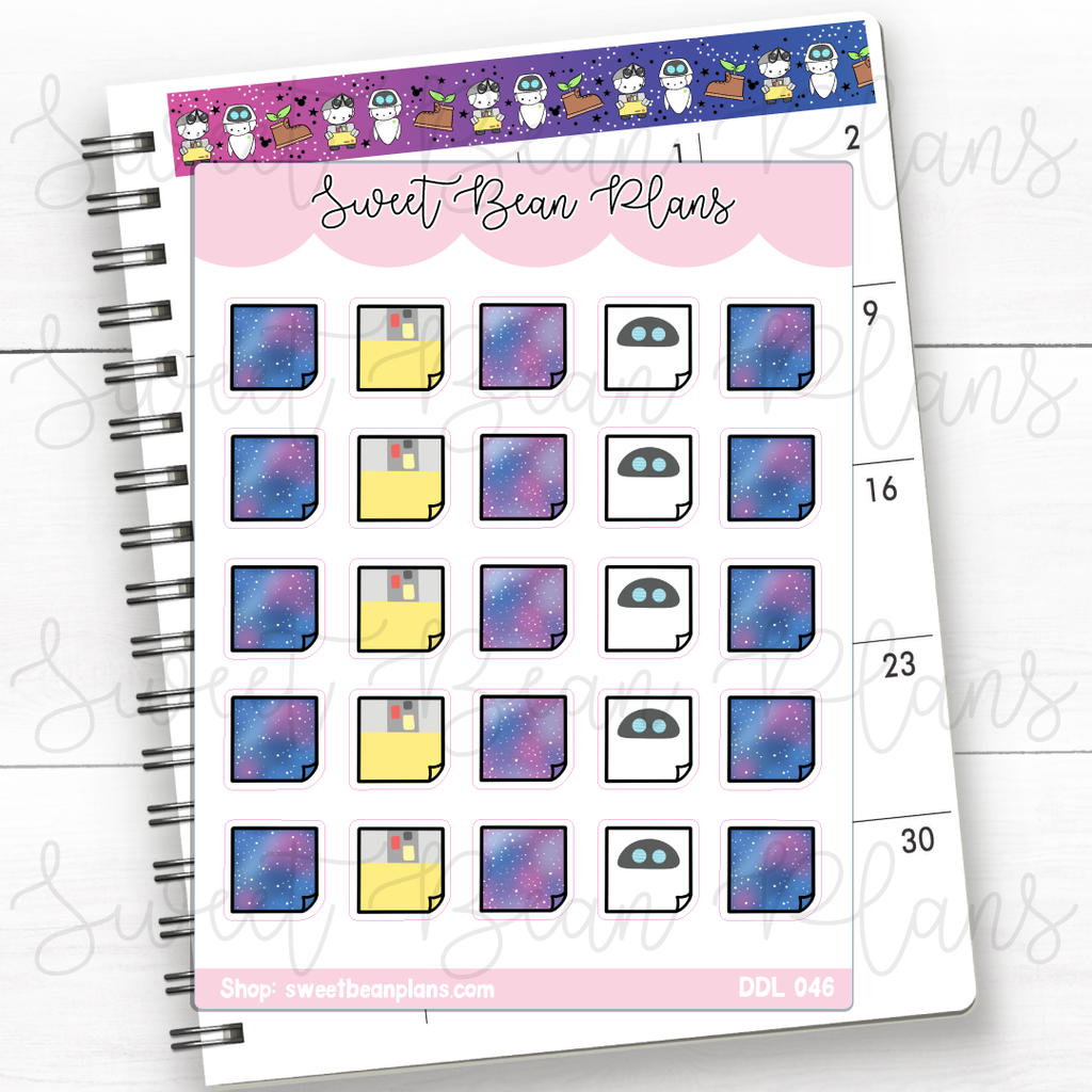 Robot Sticky Note Space Robot Sticky Notes Vinyl Planner Stickers | Ddl 046 – Sweet Bean ...