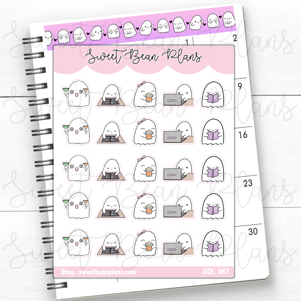 Random Halloween Ghosts Vinyl Planner Stickers | Ddl 067