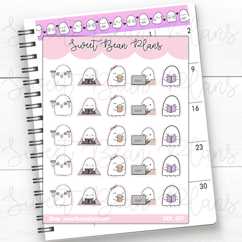 Random Halloween Ghosts Vinyl Planner Stickers | Ddl 067