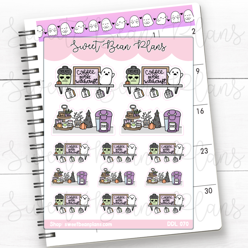 Halloween Coffee Bar Vinyl Planner Stickers | Ddl 070