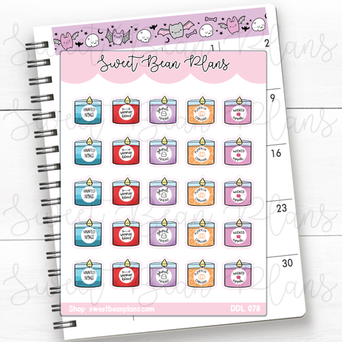 Halloween Candles Vinyl Planner Stickers | Ddl 078