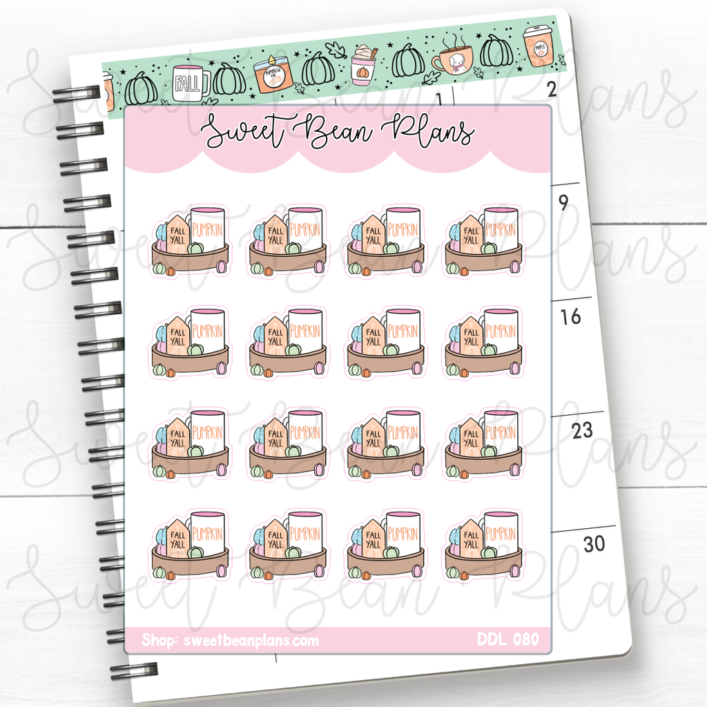 Pumpkin Spice Coffee Tray Vinyl Planner Stickers | Ddl 080