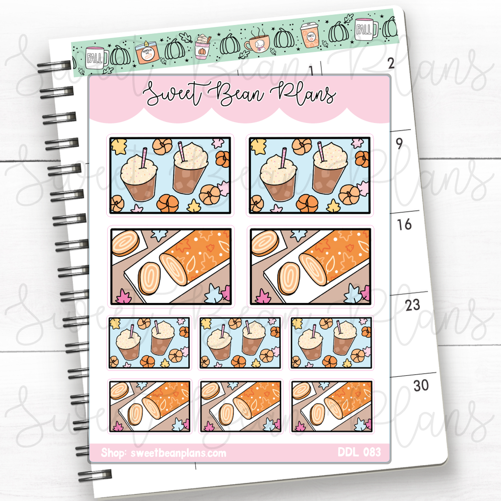 Pumpkin Spice Flat Lay Vinyl Planner Stickers | Ddl 083