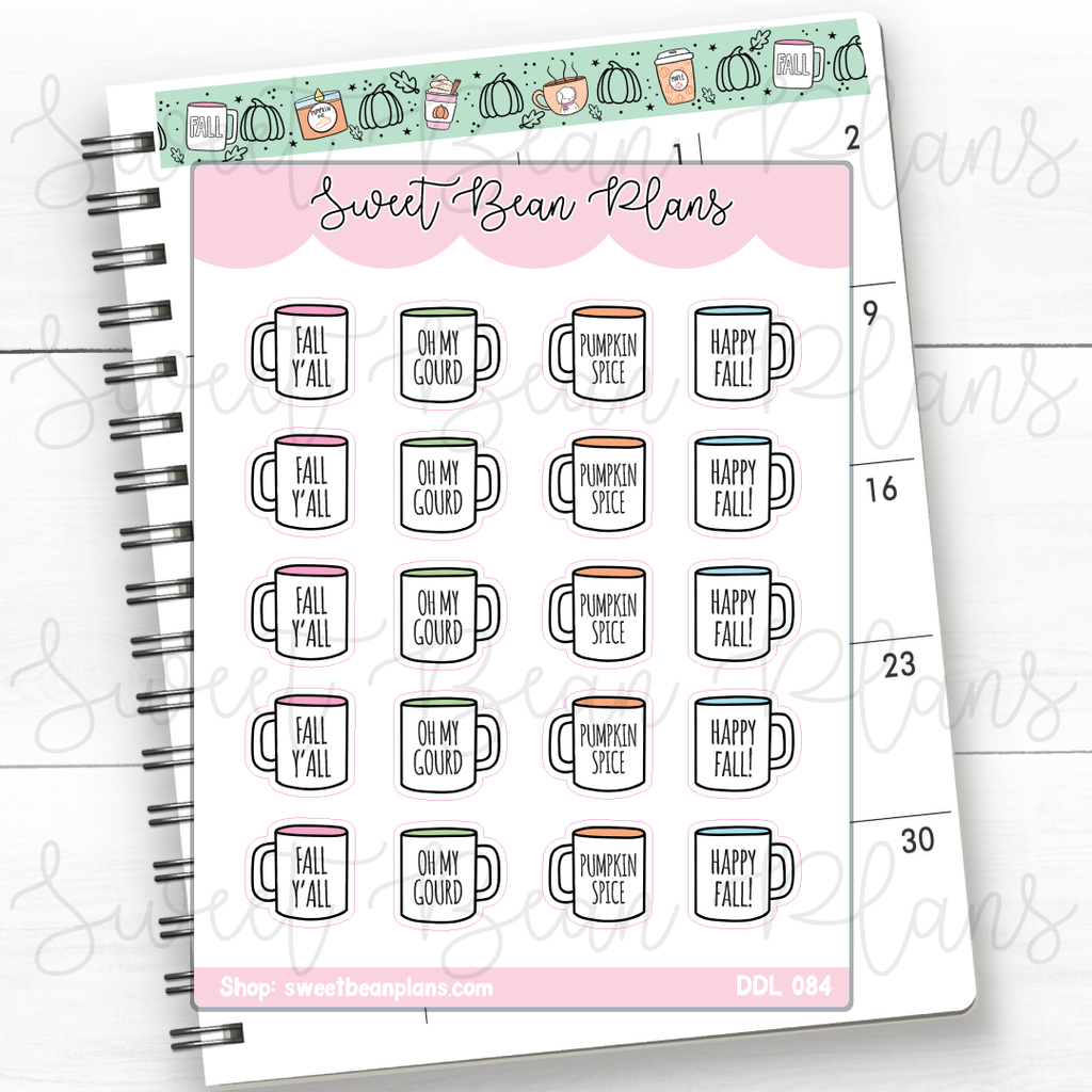Pumpkin Spice Mugs Vinyl Planner Stickers | Ddl 084