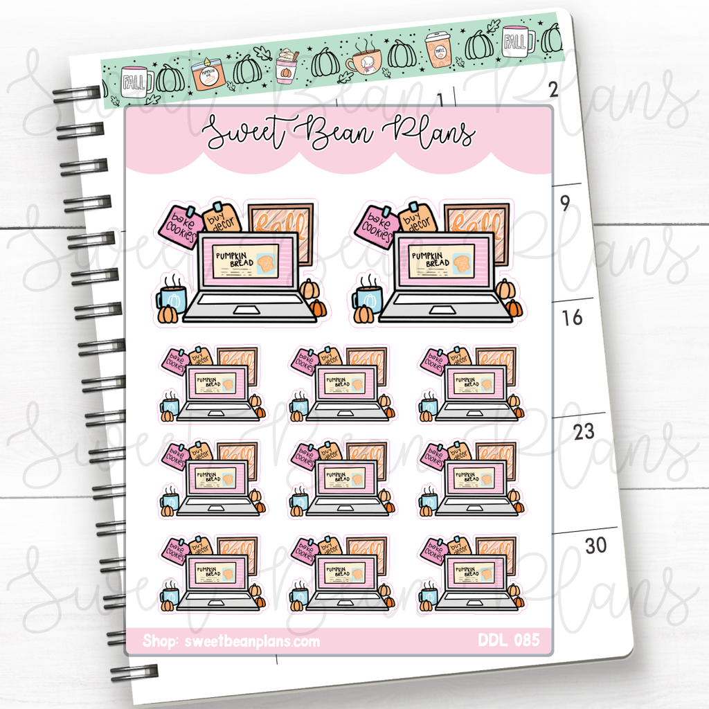 Pumpkin Spice Desk Vinyl Planner Stickers | Ddl 085