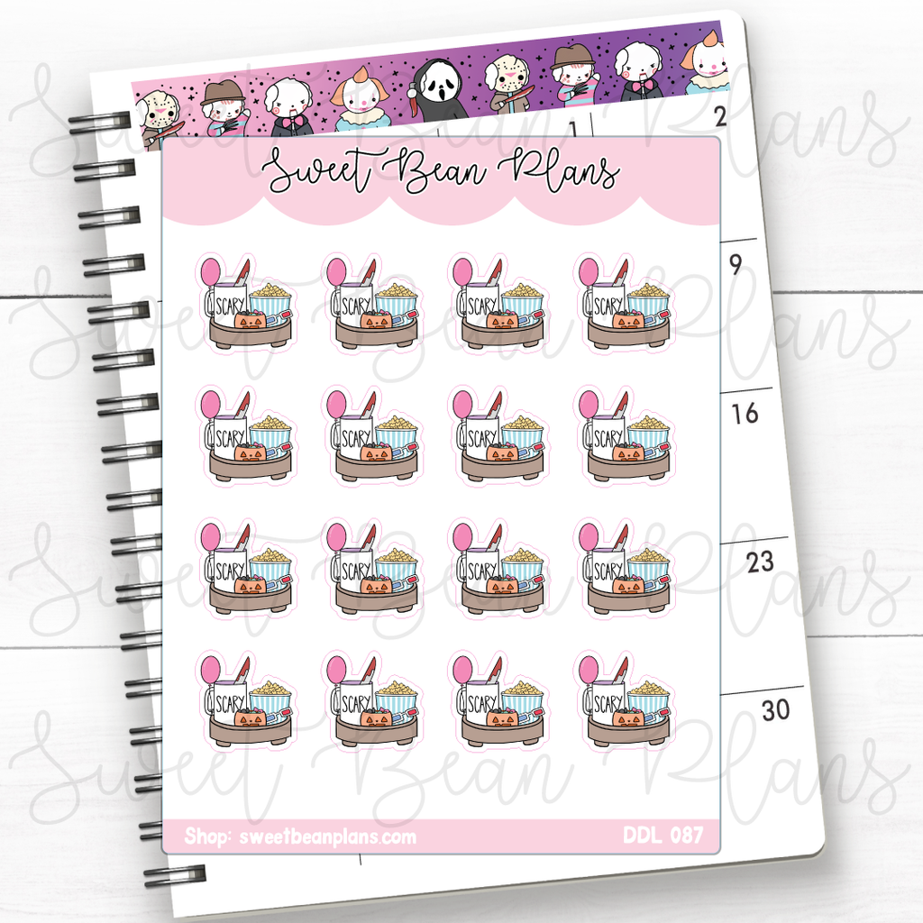 Scary Movie Coffee Tray Vinyl Planner Stickers | Ddl 087