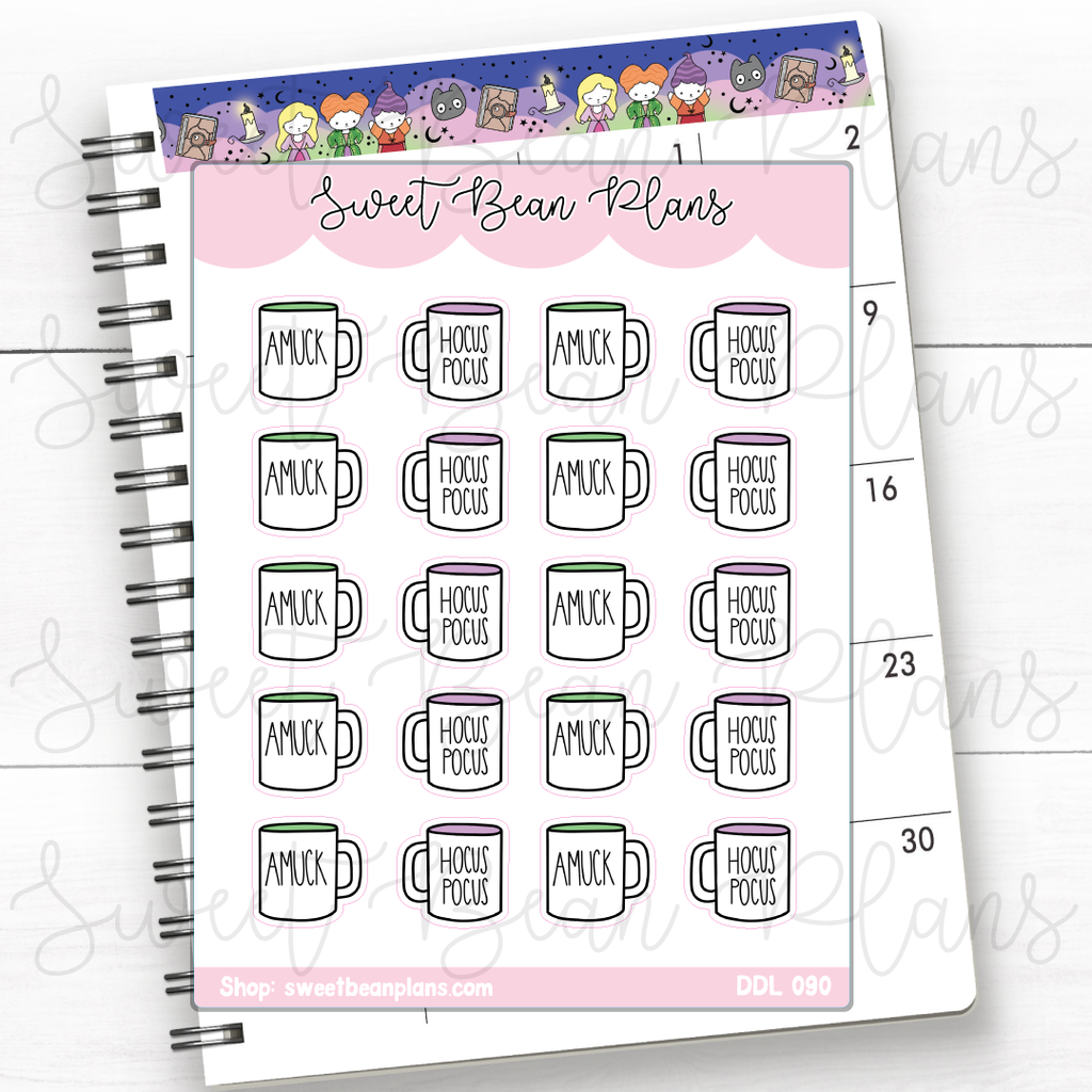 Hocus Witch Mugs Vinyl Planner Stickers | Ddl 090
