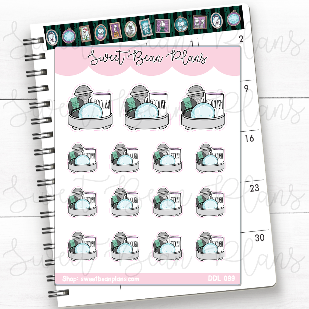Haunted Bean Coffee Tray Vinyl Planner Stickers | Ddl 099