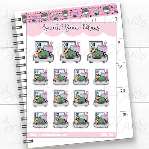 Boba Coffee Tray Vinyl Planner Stickers | Ddl 112