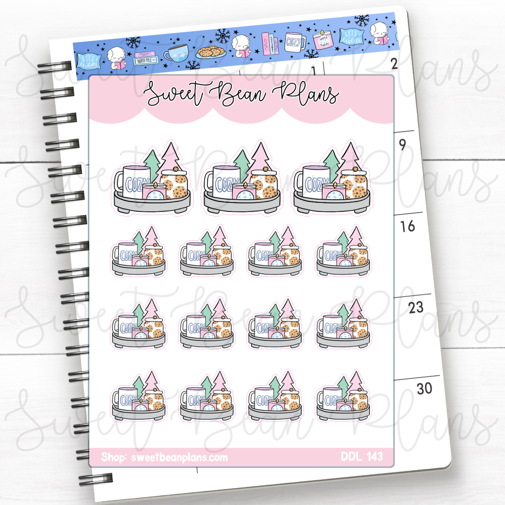 Cozy Winter Coffee Tray Vinyl Planner Stickers | Ddl 143