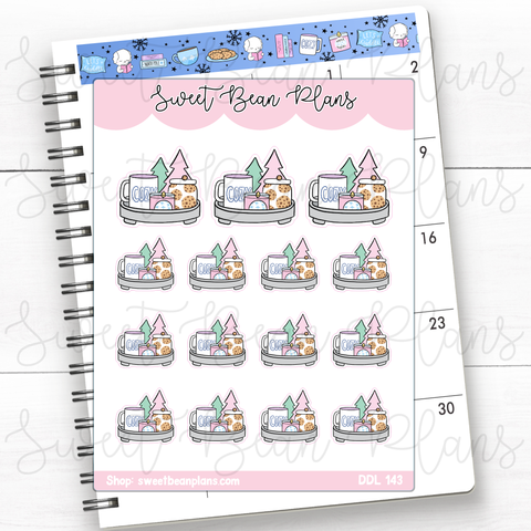 Cozy Winter Coffee Tray Vinyl Planner Stickers | Ddl 143