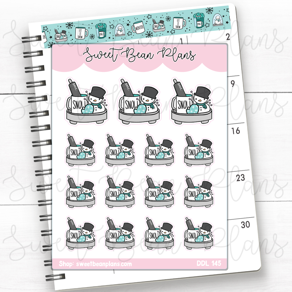 Snowman Coffee Tray Vinyl Planner Stickers | Ddl 145