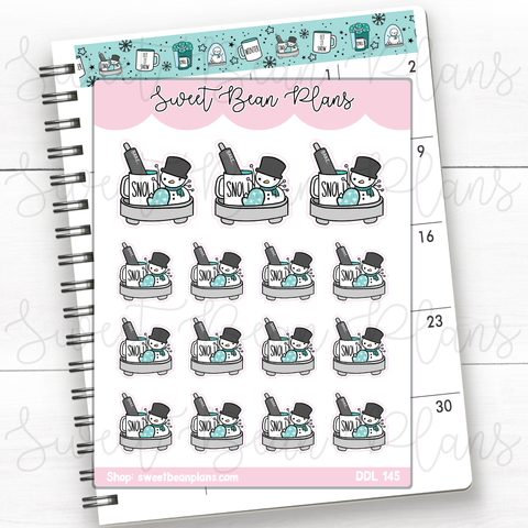 Snowman Coffee Tray Vinyl Planner Stickers | Ddl 145