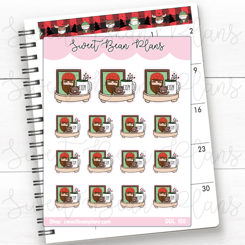 Lumberjack Plaid Coffee Tray Vinyl Planner Stickers | Ddl 150
