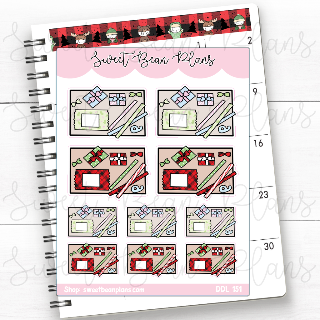 Christmas Gift Wrapping Flat Lay Vinyl Planner Stickers | Ddl 151