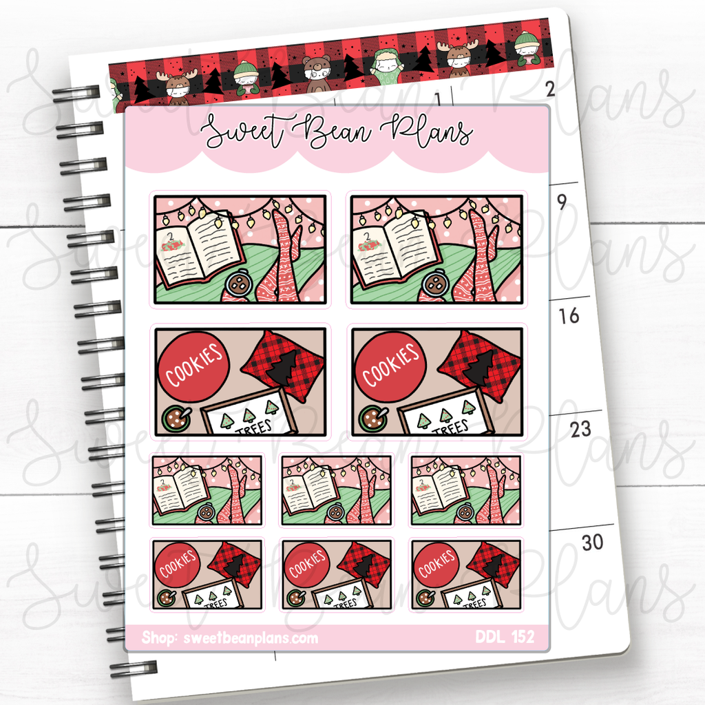 Christmas Plaid Flat Lay Vinyl Planner Stickers | Ddl 152