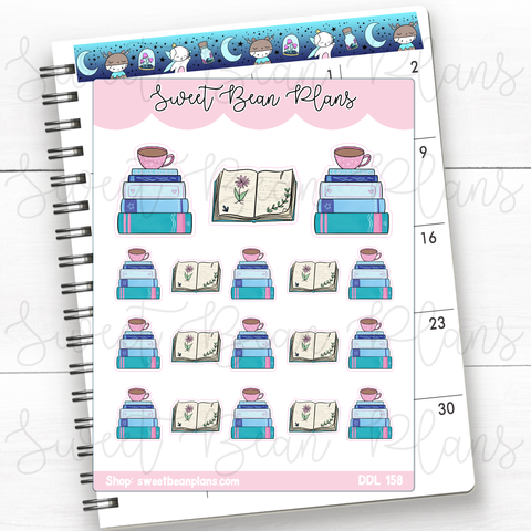 Fairy Book Stack Doodles Vinyl Planner Stickers | Ddl 158