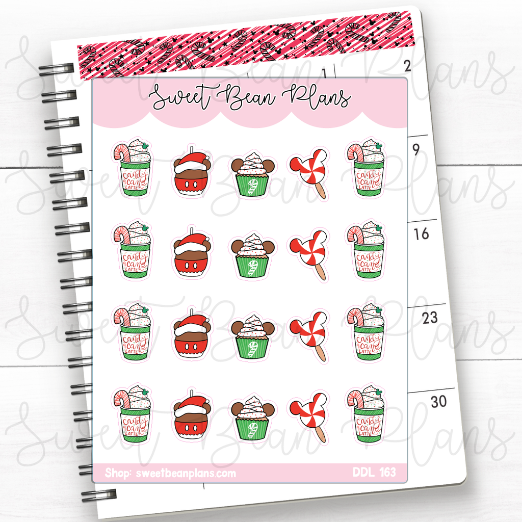 Main Street Xmas Snacks Vinyl Planner Stickers | Ddl 163