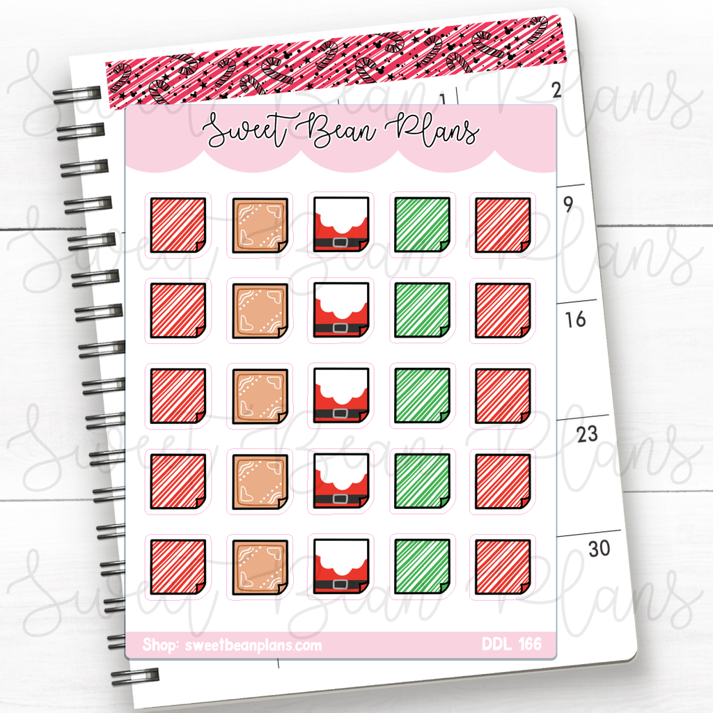 Candy Cane Christmas Sticky Notes Vinyl Planner Stickers | Ddl 166