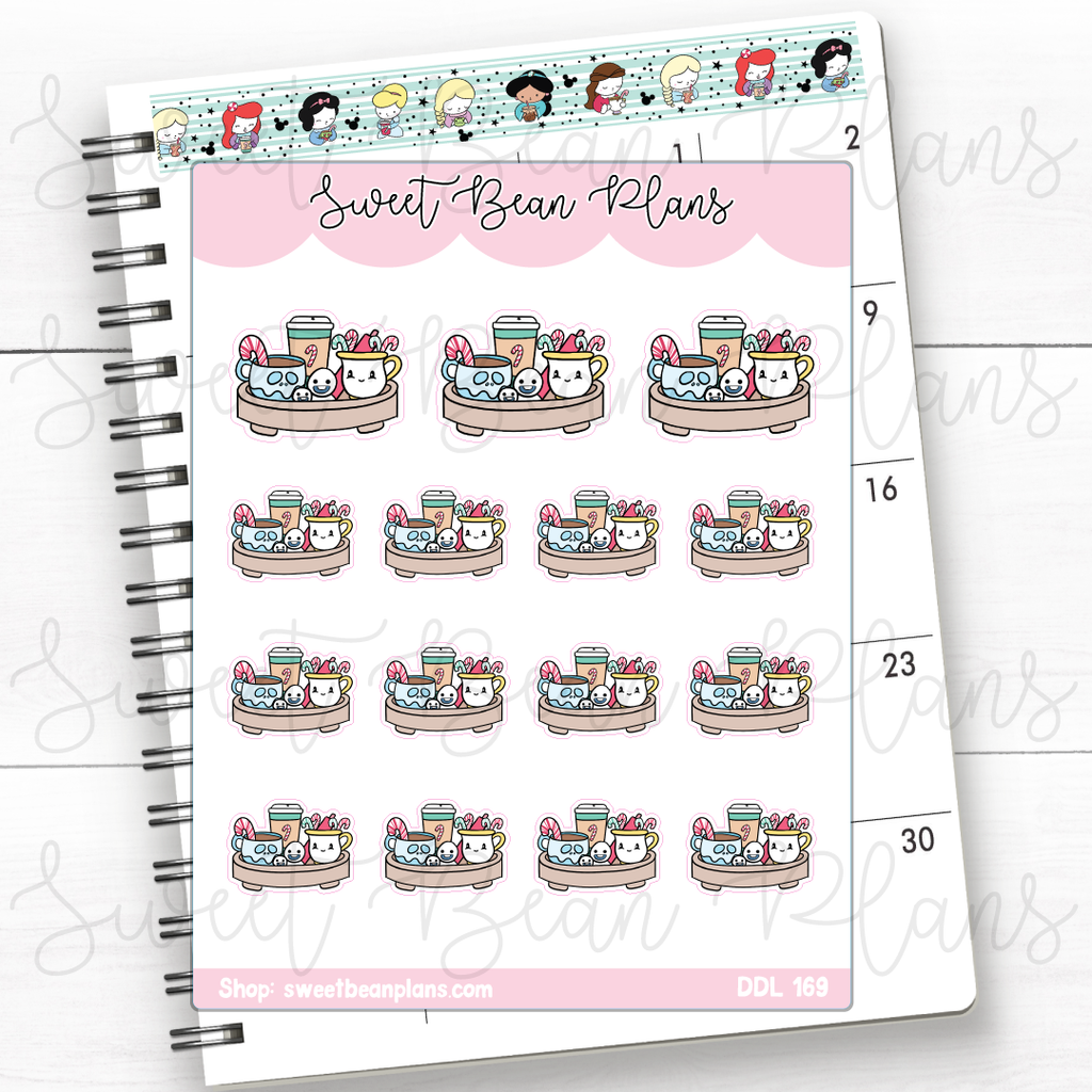 Peppermint Princess Coffee Tray Vinyl Planner Stickers | Ddl 169
