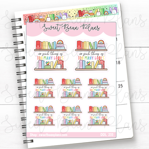 Never Too Many Books Vinyl Planner Stickers | Ddl 233