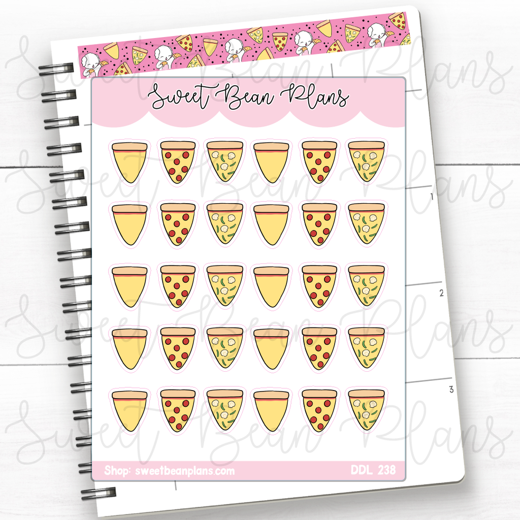 Pizza Doodles Vinyl Planner Stickers | Ddl 238