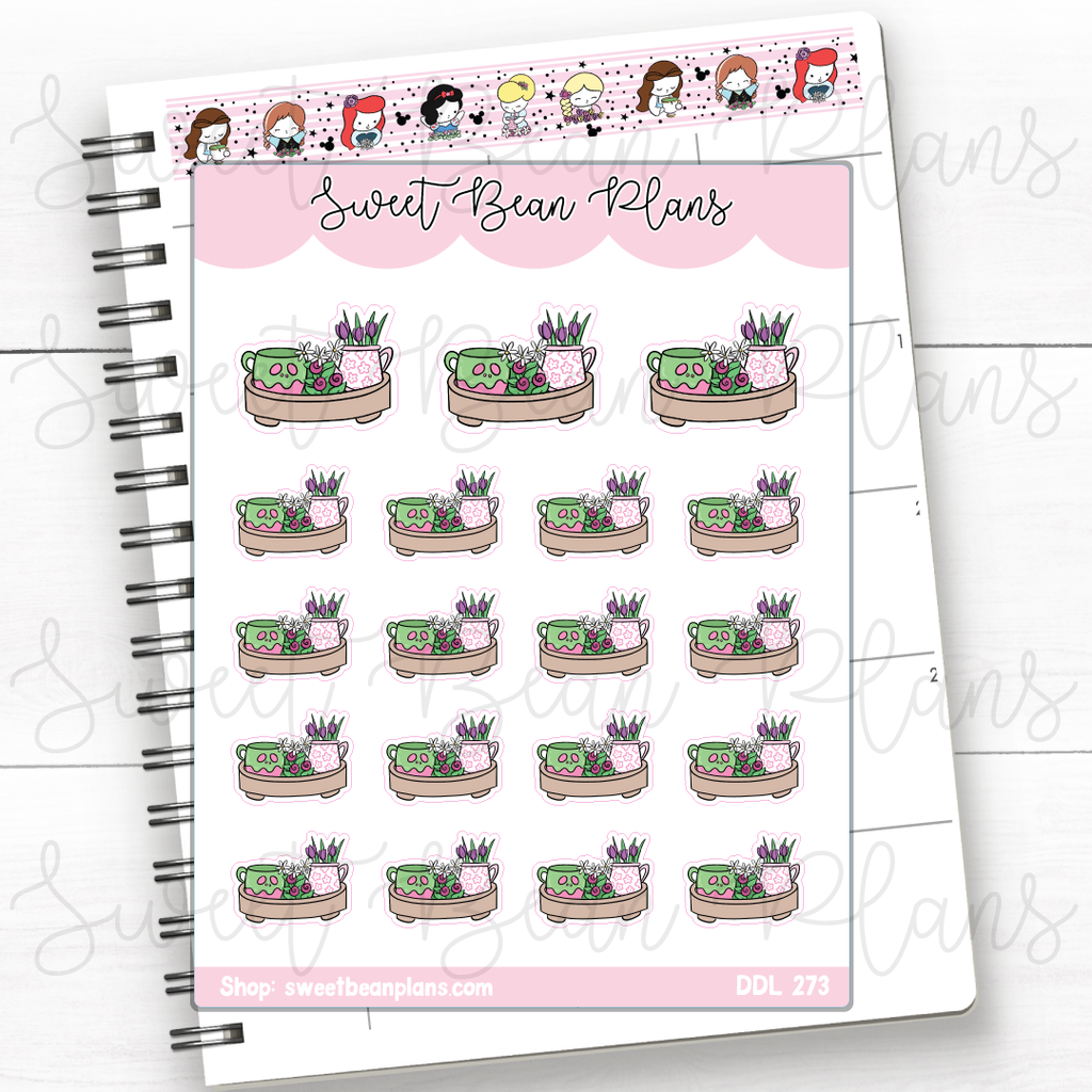 Spring Princess Coffee Tray Vinyl Planner Stickers | Ddl 273