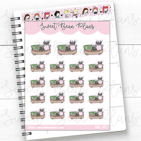 Spring Princess Coffee Tray Vinyl Planner Stickers | Ddl 273