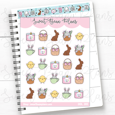 Easter Doodles Vinyl Planner Stickers | Ddl 285