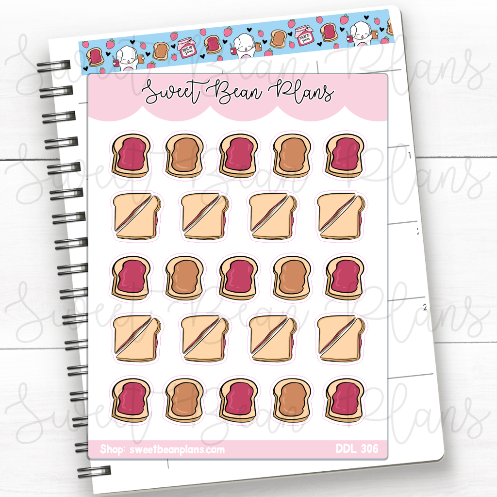 Peanut Butter Jelly Sandwiches Vinyl Planner Stickers | Ddl 306